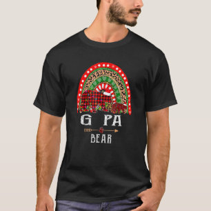 G Pa Bear Christmas Rainbow Leopard Family Christm T-Shirt