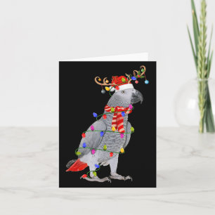 G Parrot Bird Christmas Lights Reindeer Santa Hat  Card