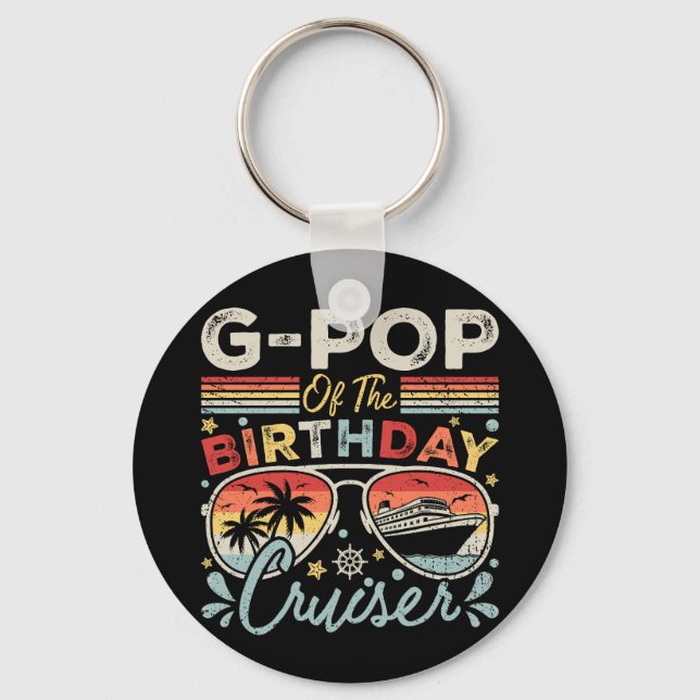 G-Pop of the Birthday Cruiser Vacation Circle Key Ring (Front)