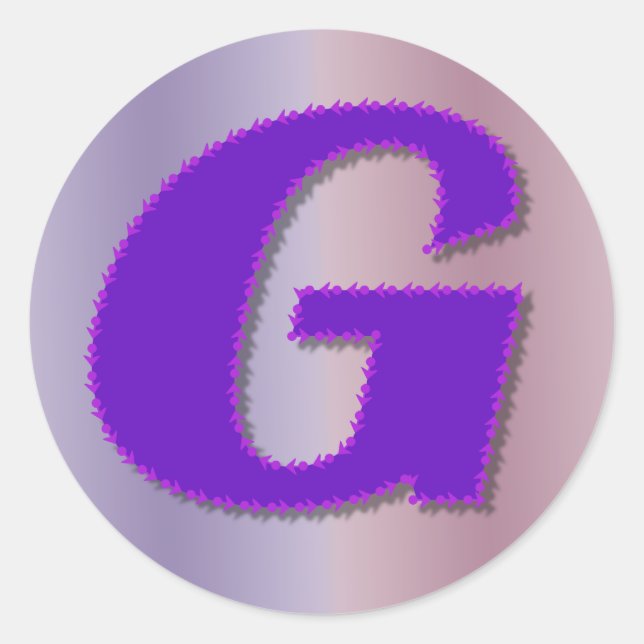 G purple monogram classic round sticker (Front)