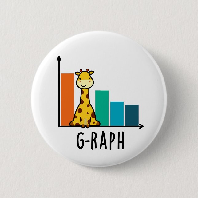 G-raph Funny Giraffe Graph Pun 6 Cm Round Badge (Front)
