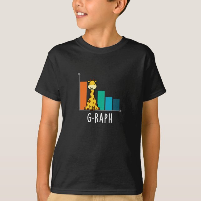 G-raph Funny Giraffe Graph Pun Dark BG T-Shirt (Front)