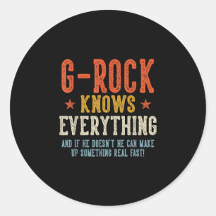 G-rock knows everything father's day retro vintage classic round sticker