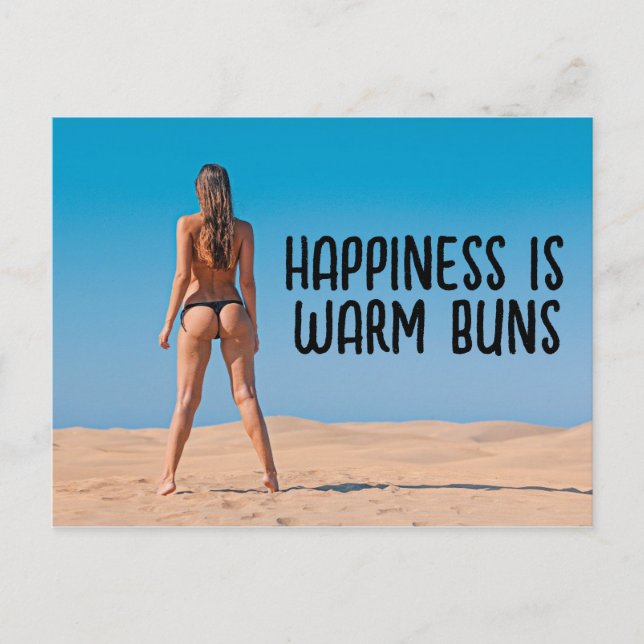 G-STRING BIKINI BEACH GIRL WARM BUNS POSTCARD (Front)
