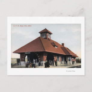G T & R Railroad Depot Postcard