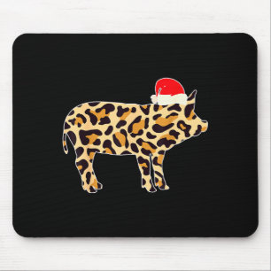 G With Santa Hat Family Matching Christmas Leopard Mouse Pad