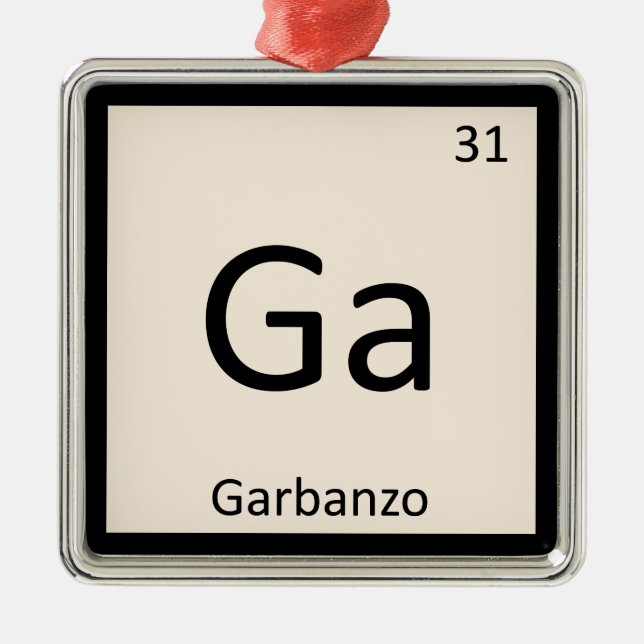 Ga - Garbanzo Bean Chemistry Periodic Table Symbol Metal Tree Decoration (Front)