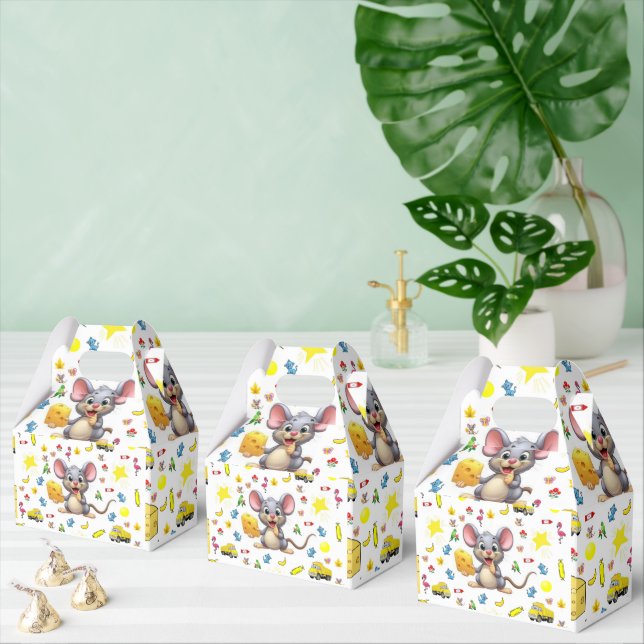 Gable Favour Box Cute Mouse Cheese Trucks Stars  (Multiple)