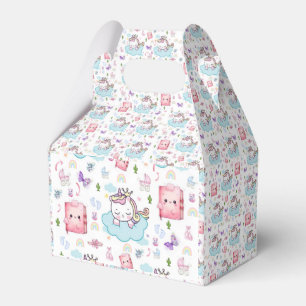 Gable Favour Box Pink Blue Unicorn Rainbow Cat