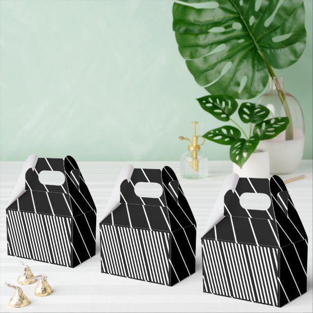 Gable Favour Box Stripe Black and White (Multiple)