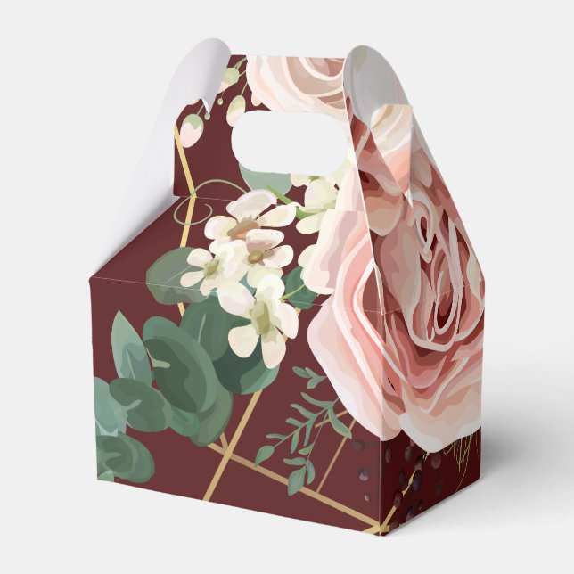 Gable Paper Favour Box Geometric Garden Rose Wine (Back Side)