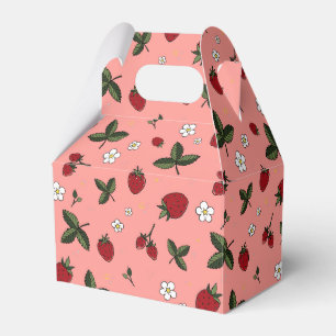 Gabled Pink Strawberry Party Favor Gift Box