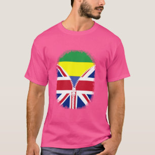Gabon British Flag - Gabonese Britain UK Zipper T-Shirt