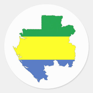 gabon country flag map shape silhouette symbol classic round sticker