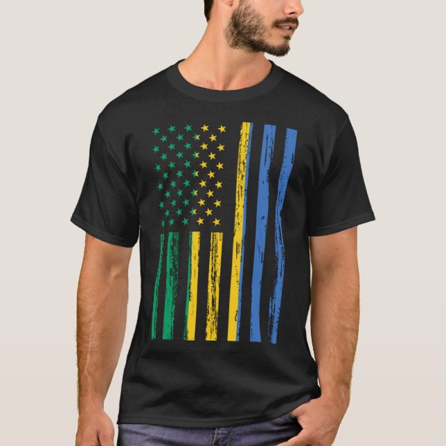 Gabon Flag America US It is in my DNA  for Gabones T-Shirt (Front)