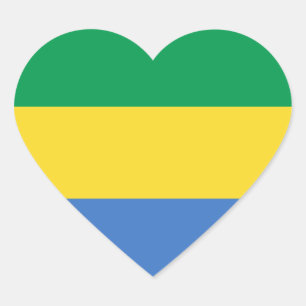Gabon Flag Heart Sticker