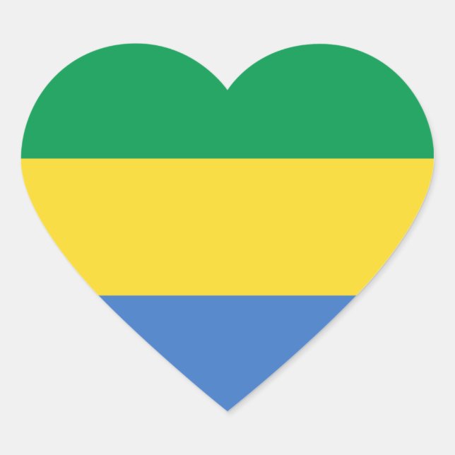 Gabon Flag Heart Sticker (Front)