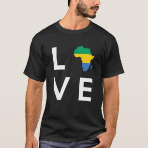 Gabon Flag Love Africa Continent Silhouette for Ga T-Shirt