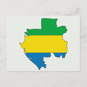 Gabon Flag Map full size Postcard