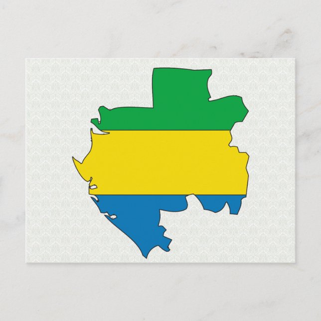 Gabon Flag Map full size Postcard (Front)
