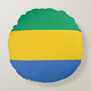 Gabon Flag Round Cushion