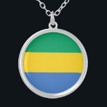 Gabon Flag Silver Plated Necklace<br><div class="desc">Patriotic flag of Gabon.</div>