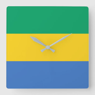 Gabon Flag Square Wall Clock