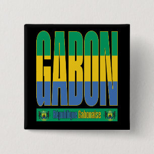 Gabon Flag Text Design 15 Cm Square Badge