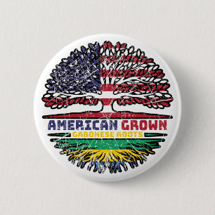 Gabon Gabonese American USA Tree Roots Flag 6 Cm Round Badge