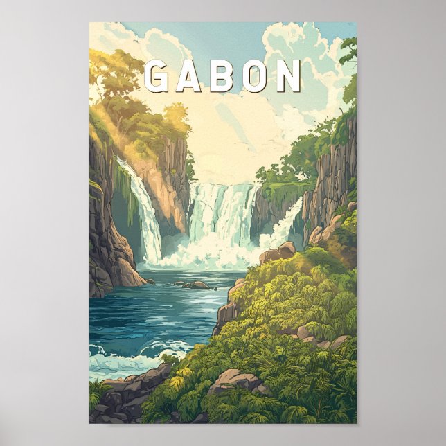 Gabon Illustration Travel Art Vintage Poster (Front)