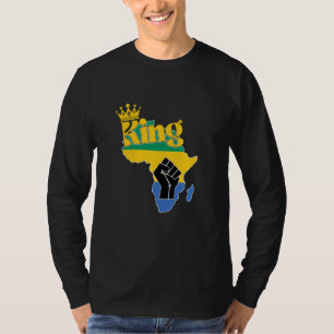 Gabon King With Gabonese Flag In Africa Map Fist T-Shirt