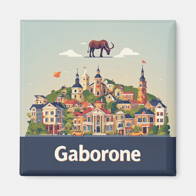🧲 Gaborone Travel Keepsake For Your Collection ✈️ Magnet (Front)