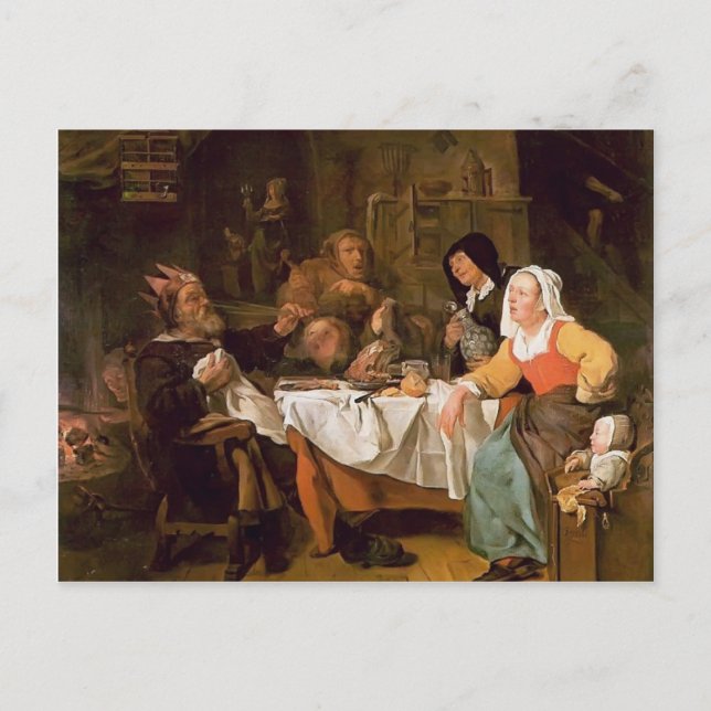 Gabriel Metsu- The Feast of the Bean King Postcard (Front)