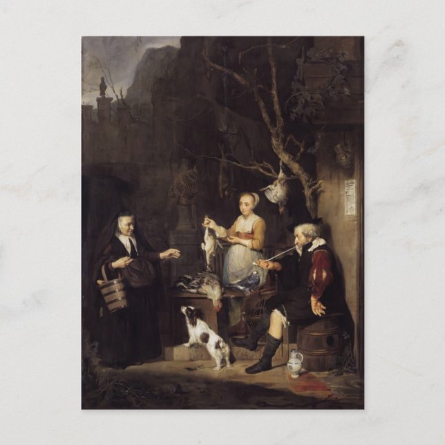 Gabriel Metsu- The Poultry Woman Postcard (Front)