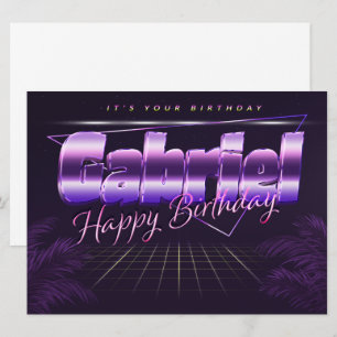 Gabriel Name Vorname lila retro Karte Geburtstag Card