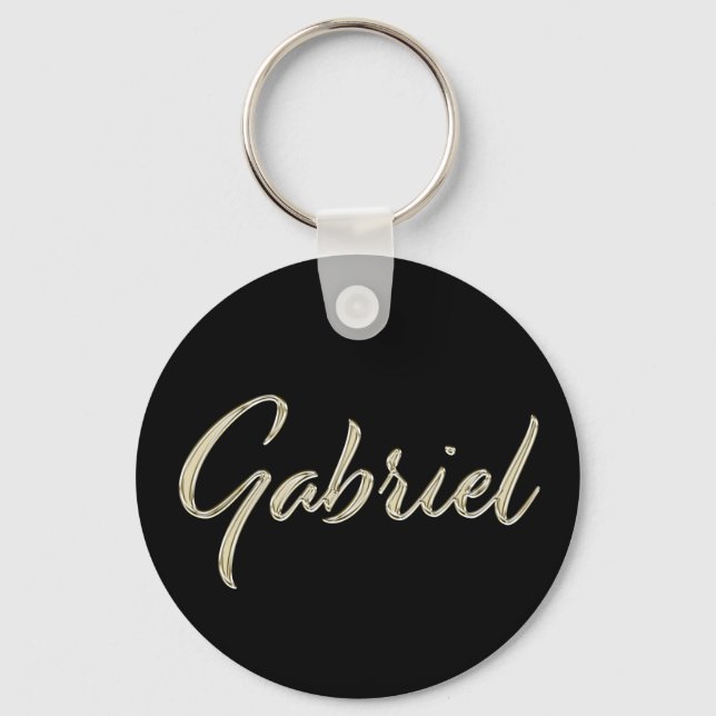 Gabriel Name whitegold Button Schlüsselanhänger Key Ring (Front)