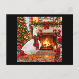 Gabriel the Goose Bright Christmas Holiday Postcard
