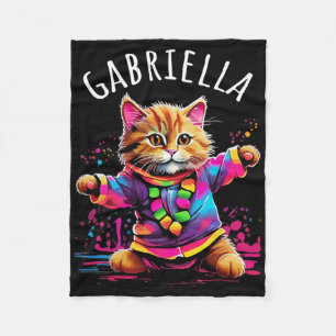 Gabriella Dancing Kitty Cat Design For Girls Name Fleece Blanket