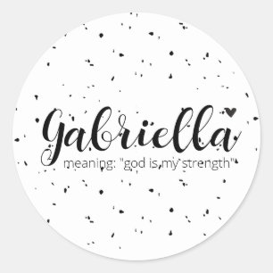 GABRIELLA Name Meaning Minimal Modern Black Girls Classic Round Sticker