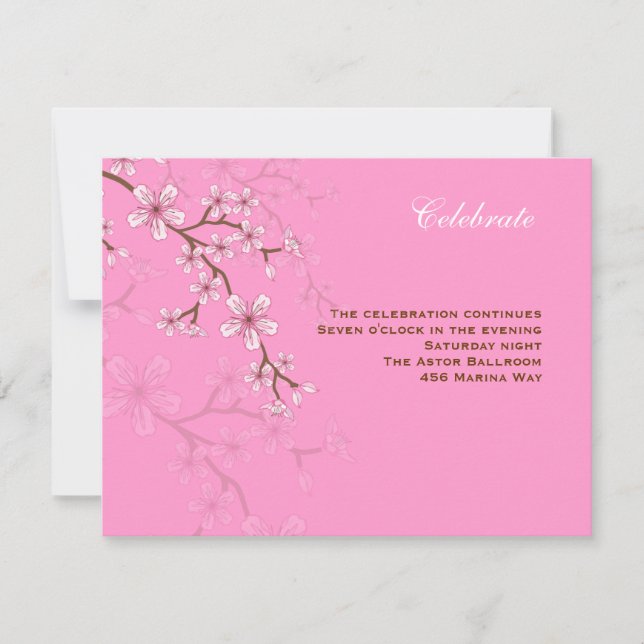 Gabriella Pink Blossoms Bat Mitzvah Reception Invitation (Front)