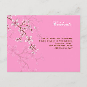 Gabriella Pink Blossoms Bat Mitzvah Reception Invitation