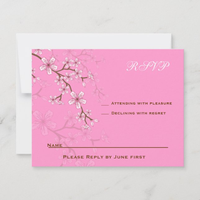 Gabriella Pink Blossoms Bat Mitzvah RSVP (Front)