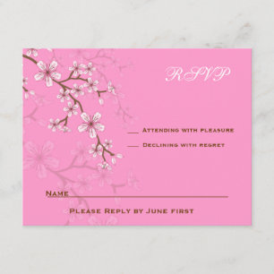 Gabriella Pink Blossoms Bat Mitzvah RSVP Card