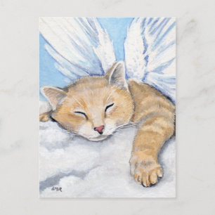 Gabrielle, Angel Cat in Clouds Painting Postcard