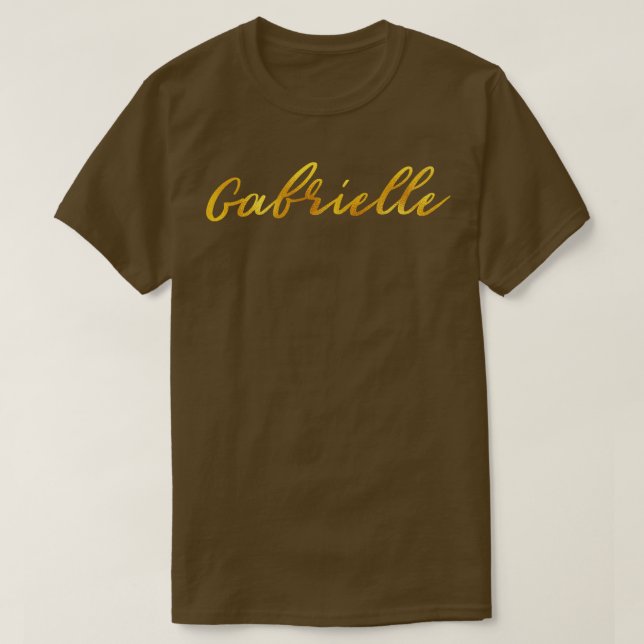 Gabrielle Name Hand Lettering in Faux Gold Letters T-Shirt (Design Front)