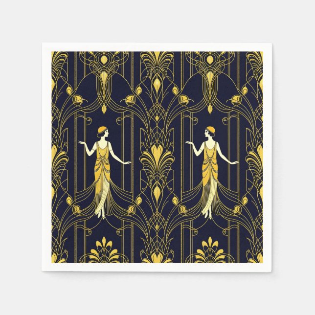 Gabsy gold and black decorative pattern napkin (Front)