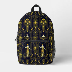 Gabsy gold and black decorative pattern printed backpack