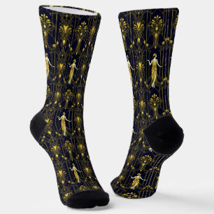 Gabsy gold and black decorative pattern socks