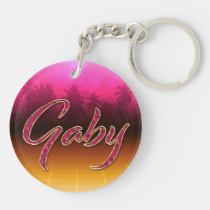 Gaby Vorname Name golden pink Schlüsselanhänger Key Ring