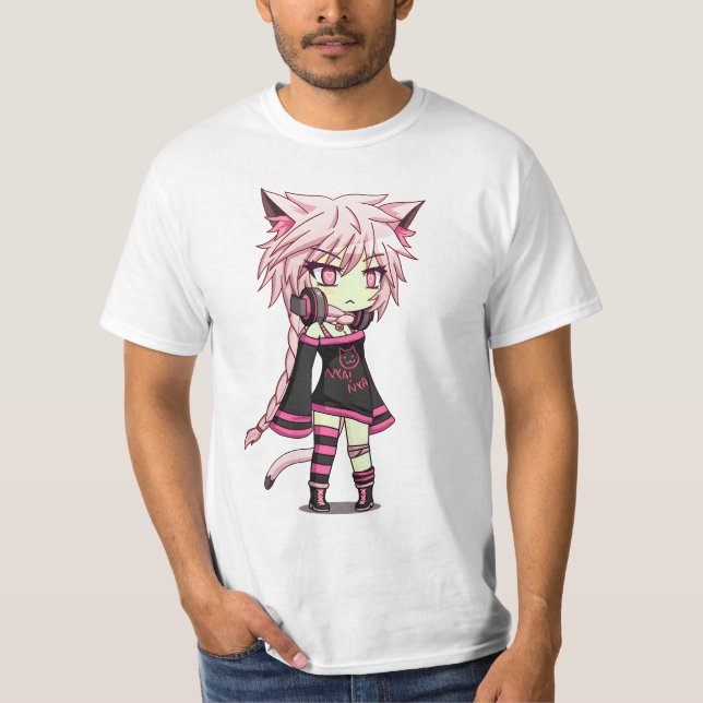 Gacha Club Pink haired female anime T-Shirt (Front)